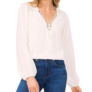 Cece Women’s Pintuck Blouson Sleeve Blouse